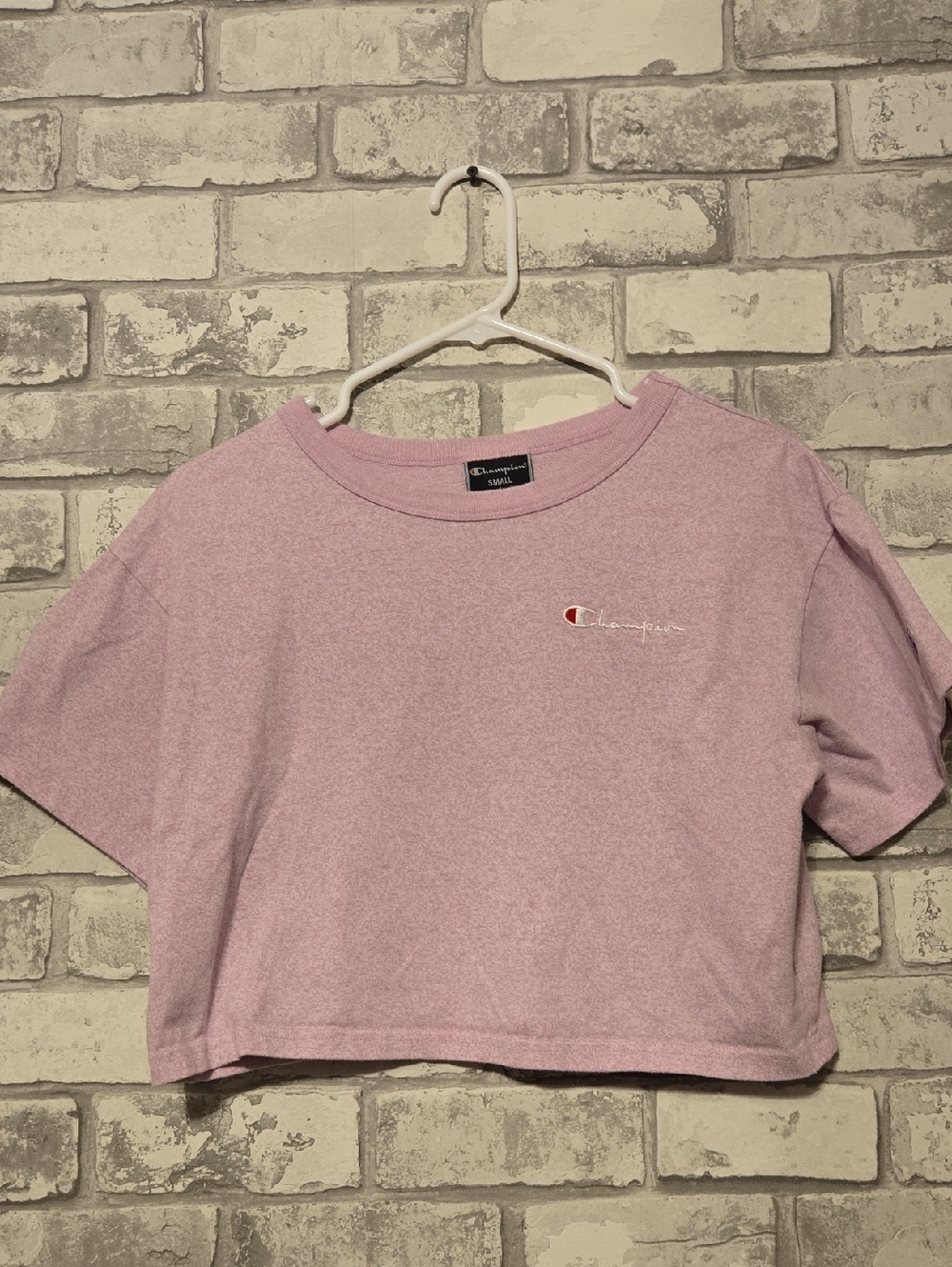 Champion Pink Cropped Crew Tee